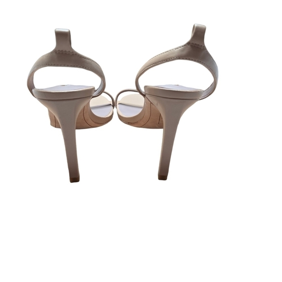 Deltan Nude Genuine Leather Modern Ankle Open Toe Sling Back Heels Size 9.5 M - Picture 3 of 6